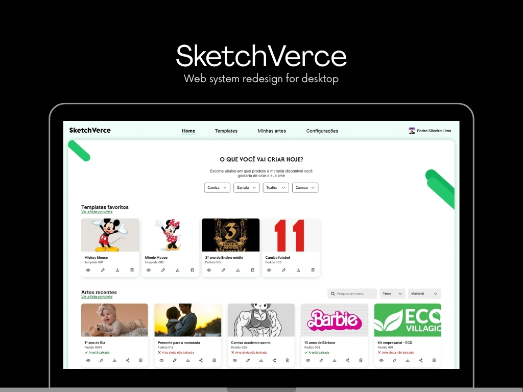 SketchVerce project, redesign of an existing desktop-only website